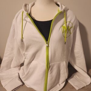 Mk Michael Kors womens XL white & lime zip up hoodie